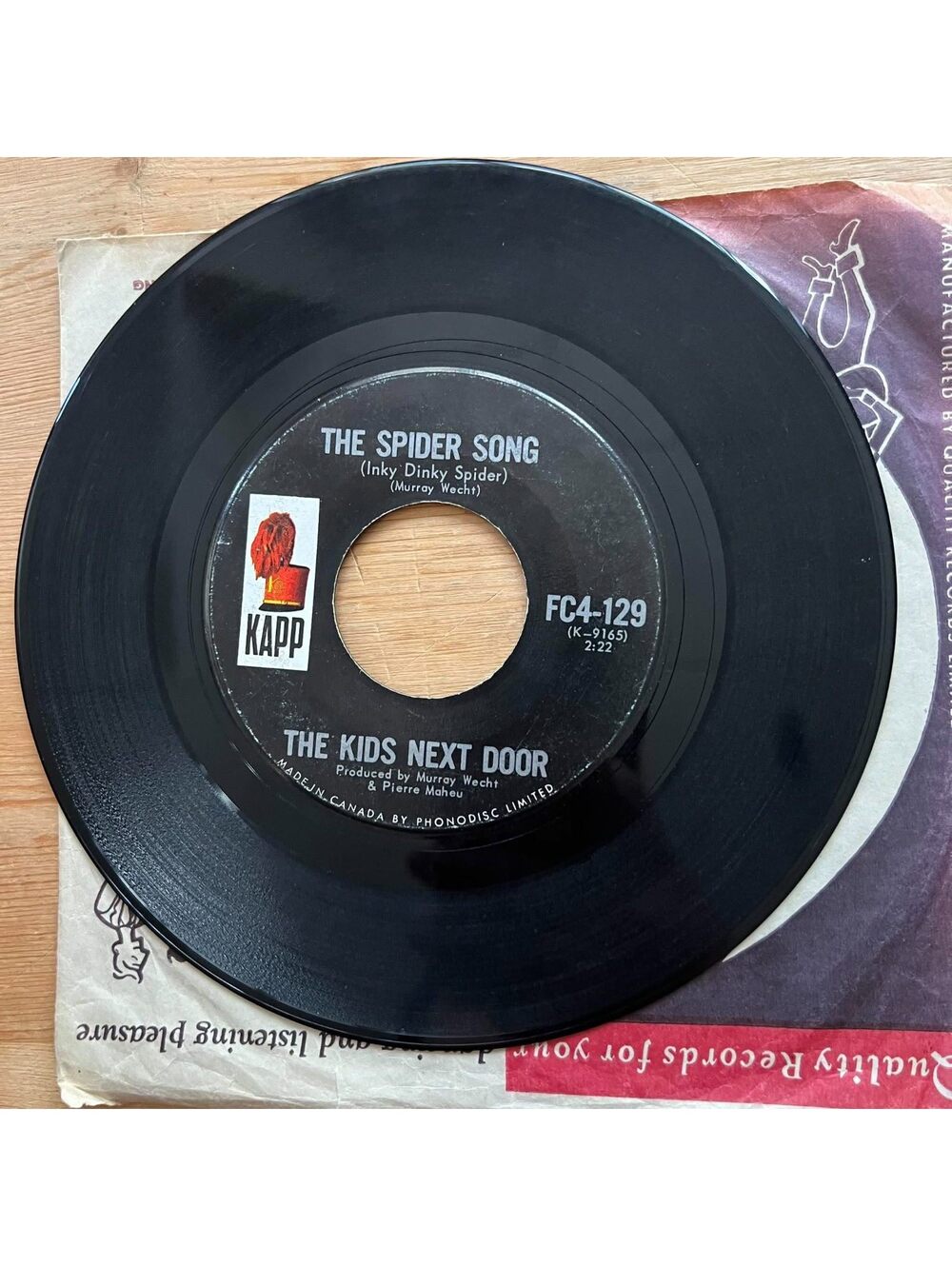 The Kids Next Door - The Spider Song/Goodbye don't Cry 45rpm VG+ R16